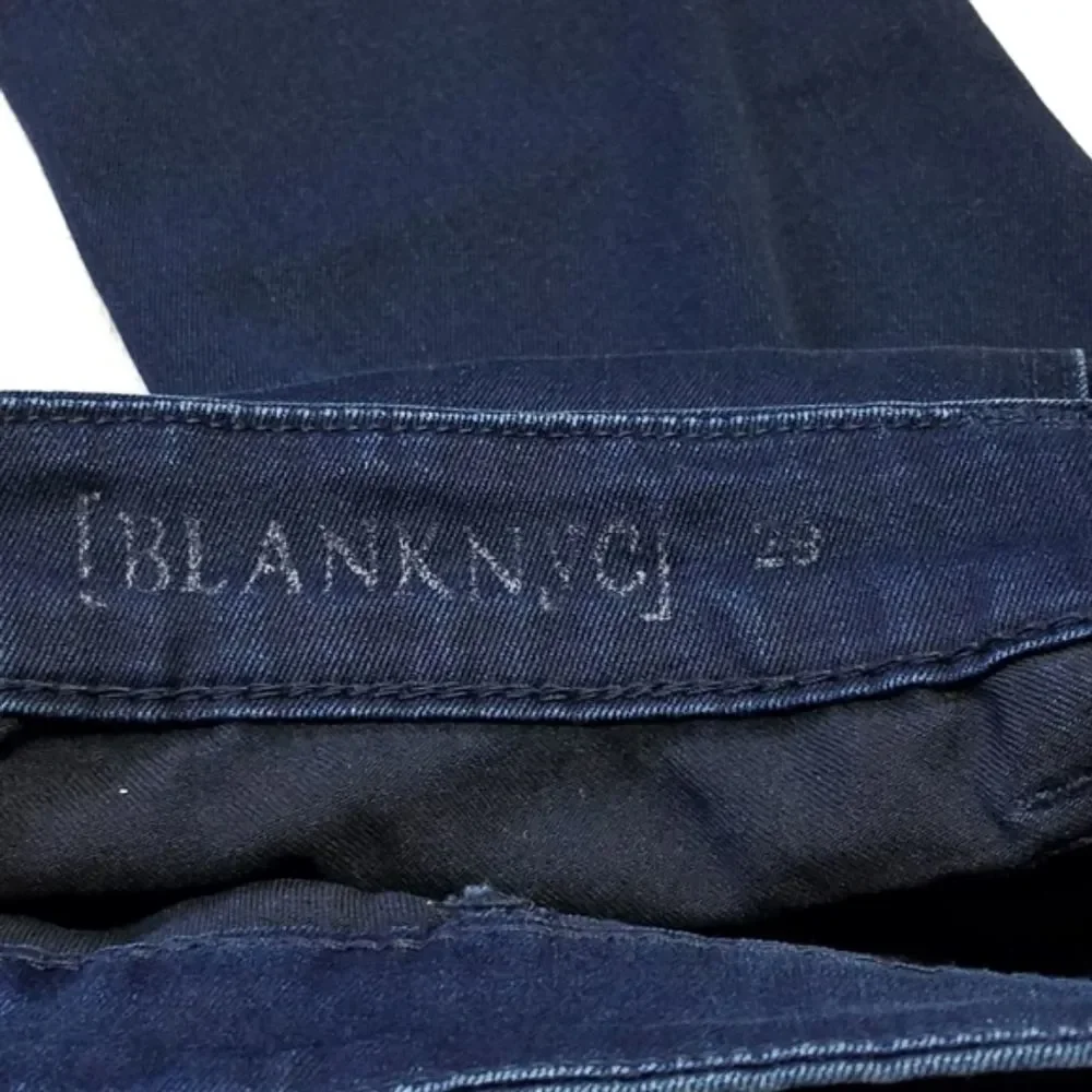 BLANKNYC Dark Wash Raw Cut Distressed Skinny Jeans